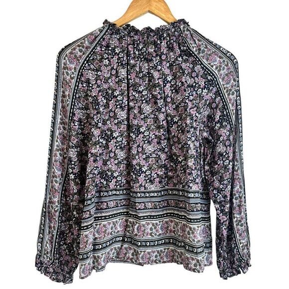 Lucky Brand Floral Boho Ruffle Collar Button Up Blouse Size Small - Picture 2 of 7